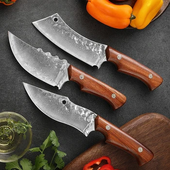 Ковани ножове от тази дамасской стомана за нарязване на месо, риба, Фурит, Кухненски нож на главния готвач, Разделочный нож за барбекю, Разделочный нож за рязане на кости