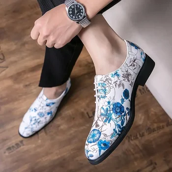 Кожени Мъжки обувки Бизнес Официалната Облекло Пролетен Костюм Мъжки Ежедневни Обувки В Британския Корейски Стил Модерен Булчински Обувки С Остър Пръсти За да оформите Младост