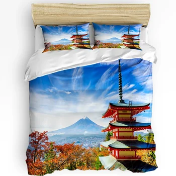 комплект спално бельо Fuji Mountain Домашен текстил, чаршаф, калъфка за възглавница, комплект спално бельо за момчета и момичета, юноши