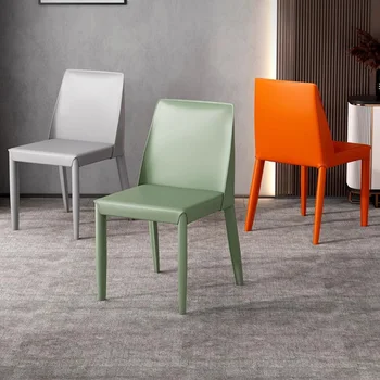 Кухненски Европейските Трапезни столове, Модерни и Луксозни Трапезни столове от изкуствена кожа Скандинавските шезлонги за спални Мебели за дома Salle Manger