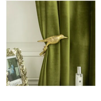 Луксозни пердета Nordic Light за всекидневната, кадифе удебелена кортина, Мръсно розово, Маслинено-зелен, златен Монофонични Престилка за пердета