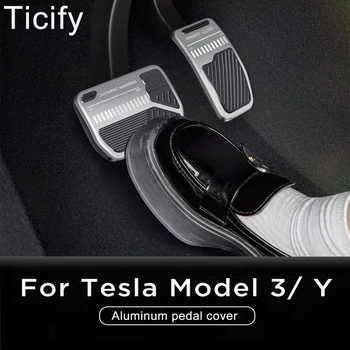 метални наслагване на ножную педала на Tesla Model 3 Y 2017-2023 Обновяване стил ключалката Сплав на Педала на газта и спирачките Комплект аксесоари tesla