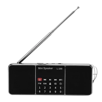Мини Акумулаторна батерия за Преносим Стерео говорител FM-радио L-288 с LCD екран, подкрепа TF карта, USB-диск, музикален плеър с MP3, високоговорител (Черен)
