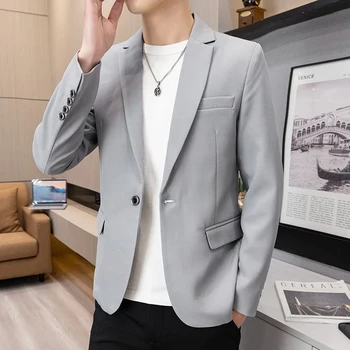 Мъжка мода Корейската Версия Leisure Business Gentleman Корейската Версия на Solid Color Slim Сватбен водещ в Италиански стил на Blaze