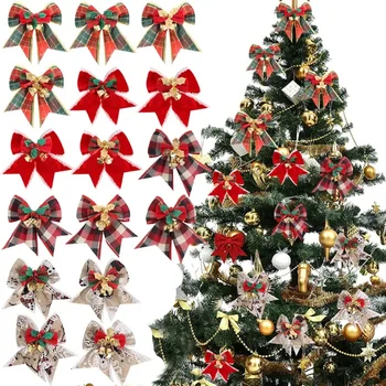 Нова Коледна украса, Камбанка, Лък, Аксесоари за украса на Коледното луксозни кутии, Аксесоари за окачване на Коледната елха