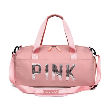 Нова розова спортна чанта с пайети, отделение за дамски обувки, непромокаеми спортни чанти за фитнес-тренировки, спортна чанта Bolsa Sac De. 0