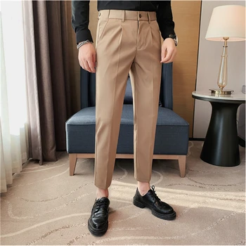 Нови мъжки модел, панталони, Всекидневни обикновена скъсяване на панталони приталенного силует за работа и почивка, по-Гладки, 4 цвят (дължина до девет точки)