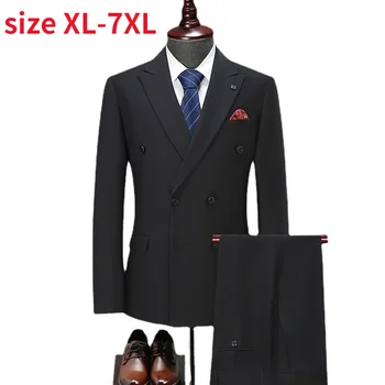Ново записване, Модерен Бизнес костюми голям размер, Двухрядный костюм-двойка на две копчета, есен-зима, Големи размери XL-6XL 7XL