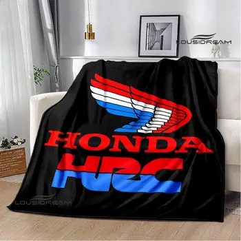 Одеяло с принтом мотоциклет HRC-HONDA, топло одеяло, фланцово одеяло, Меко и удобно одеало, домашни настилки юрган, подарък за рожден ден