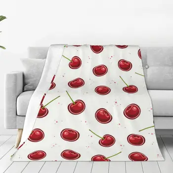 Одеяло с приятен плодов модел в клетката, топли и уютни фланелен флисовые наметала, за да продължава дълго пътуване, къмпинг