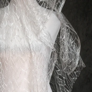 Однотонная текстурная mesh материя с мека дантела пола, дизайнерски кърпа за шивашки от полиестер със собствените си ръце