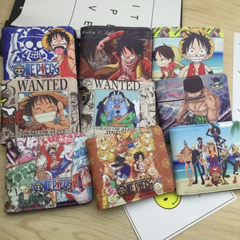 Периферната анимация One Piece Luffy Zoro Нас, портфейл за монети с принтом анимационен личност, наполовина къс чанта за карти, Коледен подарък