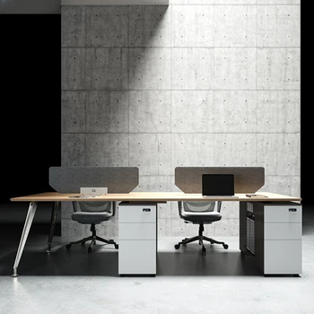Просто комбинация от офис маси и столове, модерни офис маса за двама, 4/6 поставка за екрана за четирима души, държач за карти