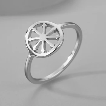 Просто пръстен-печат със Звезда на Хаоса от неръждаема стомана Todorova за жените и мъжете в стил пънк 