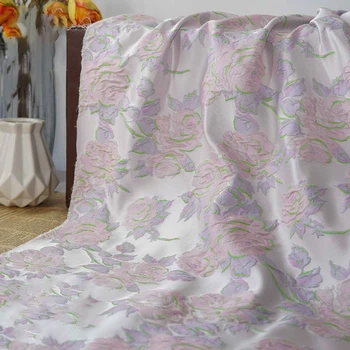 Рози цвете Елегантна Жаккардовая тъкан, която е боядисана пряжей, Меко женствена рокля, Чанта, Декоративна тъкан за шиене 50 см x 155 cm