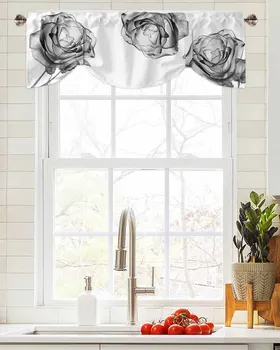 Розова Черно-бялата завеса на прозореца, Хол, Кухненски шкаф, Престилката, корниз, Джобен балдахин