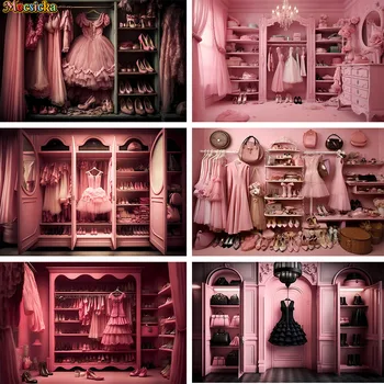 Фон за снимки с розова кукла Dream Pink Доли Closet, сладко момиче рокля за парти на 16-ти рожден ден, подпори за фото студио Baby Cake Smash