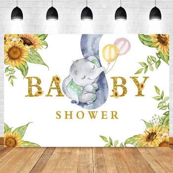 Фотосесията Yeele Baby Shower с анимационни слон, фон за снимки с подсолнухом, Фотографски декори, декори за фото студио 0