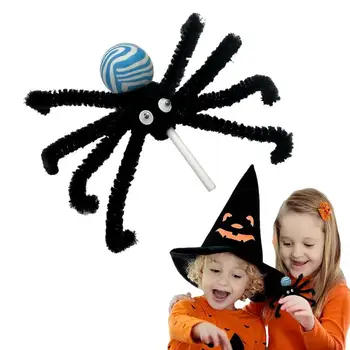 Черен паяк, дизайн леденца на Хелоуин, Зловеща модел на Черен паяк, меките реалистични фалшива паяци, Голям паяк на Хелоуин, Spider-man