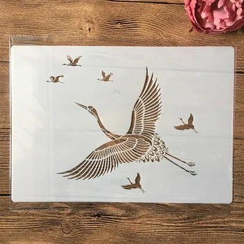 Шаблони за наслояване журавлиных птици формат А4 29 см, направи си сам, Стенни рисуване, за Оцветяване за албуми, Щамповане, Декоративни шаблон за албума