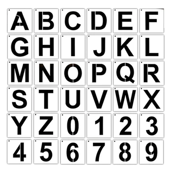 Шаблони с букви за рисуване върху дърво 108 бр. Шаблони с букви и цифри за Многократна употреба шаблони, шрифтове за домашен декор