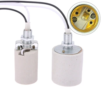 Led лампа спираловидни Керамични огнеупорни адаптер за домашна употреба, кръгла розетка за цокъл на крушка E14, държач за крушка E27 с кабел, смяна на дома 1