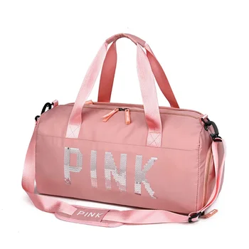 Нова розова спортна чанта с пайети, отделение за дамски обувки, непромокаеми спортни чанти за фитнес-тренировки, спортна чанта Bolsa Sac De. 1