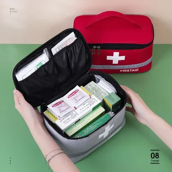 Медицинска пътна опаковка за нощуване на открито, преносим спасителна чанта за носене, Водоустойчива чанта за съхранение на детски лекарства голям капацитет 2
