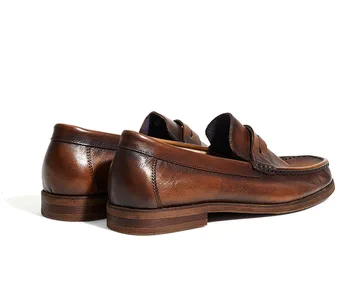 Мода Ежедневни обувки луксозна марка за възрастни Slip на обувки от естествена кожа, мъжки Бизнес и ежедневни мъжки лоферы 2