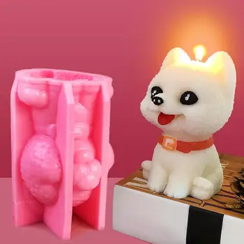 Силиконова форма с 3D животни, форми за печене във формата на куче, форми за производство на свещи, Украшение 