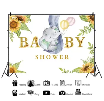Фотосесията Yeele Baby Shower с анимационни слон, фон за снимки с подсолнухом, Фотографски декори, декори за фото студио 2