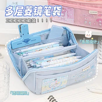 чанта за моливи sanrio, чанта за канцеларски материали ученички на начално училище, косметичка, по-голям капацитет, минималистичен японски стил 2