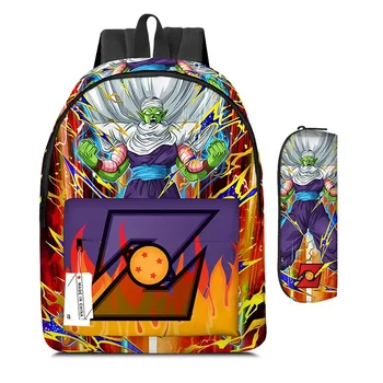 3D Аниме Dragon Ball Раница за начално и средно училище, лека училищна чанта с цип, молив случай, комплект от две части 4