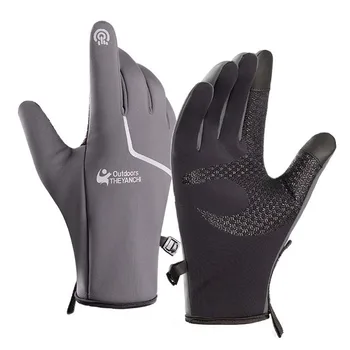Висококачествени външни непромокаеми нескользящие топли ръкавици за риболов, каране на ски, топлите спортни ръкавици с цип за езда 4