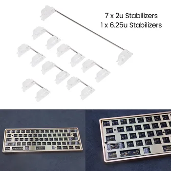 Механична клавиатура Cherry Mx Превключвател, монтиран върху печатна платка, Череша стабилизатор, Прозрачен корпус, клавиш-модификатор 6.25 U, стабилизатор на клавишите 4
