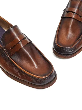 Мода Ежедневни обувки луксозна марка за възрастни Slip на обувки от естествена кожа, мъжки Бизнес и ежедневни мъжки лоферы 4