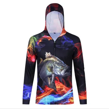 Мъжки рибарски ризи с цип, популярен в 2024 година облекло за риболов с качулка, Цветни бързо съхнещи рибарски ризи с защита от слънцето 4