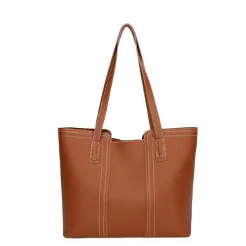 Проста дамски чанта от изкуствена кожа за есен-зима, нова модерна чанта-тоут, персонални чанта на едно рамо с голям капацитет. 4