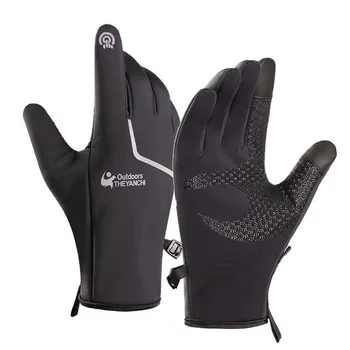 Висококачествени външни непромокаеми нескользящие топли ръкавици за риболов, каране на ски, топлите спортни ръкавици с цип за езда 5