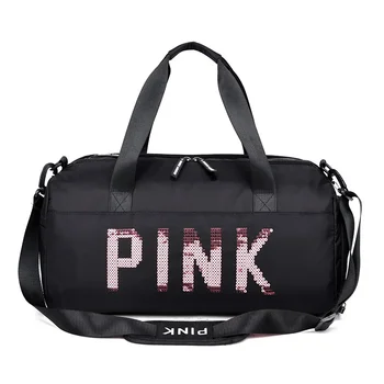 Нова розова спортна чанта с пайети, отделение за дамски обувки, непромокаеми спортни чанти за фитнес-тренировки, спортна чанта Bolsa Sac De. 5