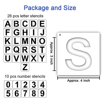 Шаблони с букви за рисуване върху дърво 108 бр. Шаблони с букви и цифри за Многократна употреба шаблони, шрифтове за домашен декор 5